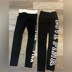 Pink by Victoria Secret yoga pants leggings black white dog XS